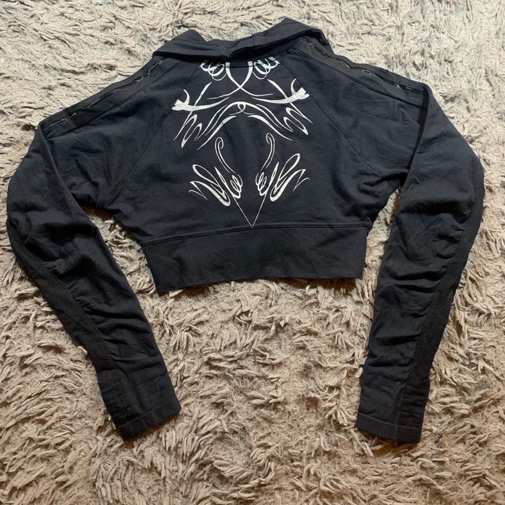 Vintage Y2K Black cropped Nike cropped zip up top sz S - Picture 2 of 14